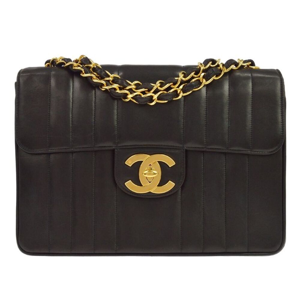 Chanel Classic Flap Vertical Quilted Lambskin Black Leather Handbag